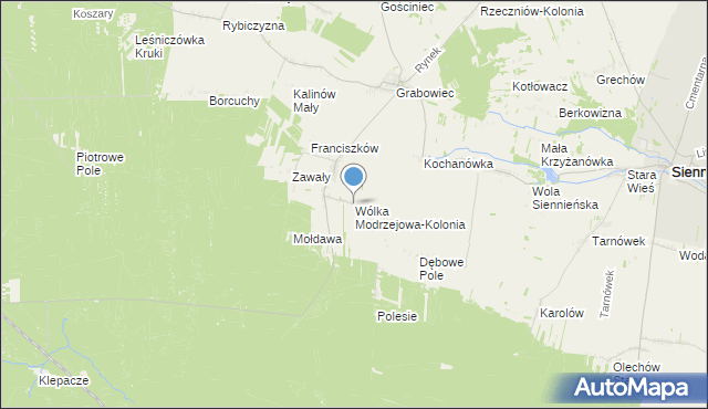 mapa Wólka Modrzejowa-Kolonia, Wólka Modrzejowa-Kolonia na mapie Targeo